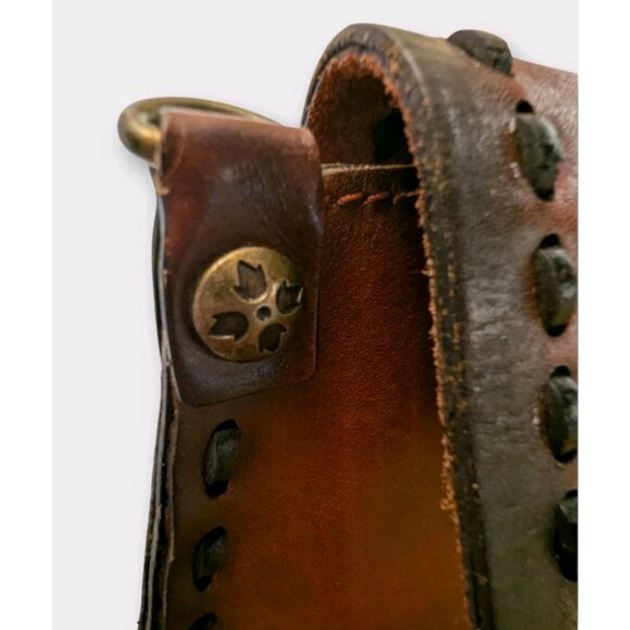 Patricia Nash Satchel Cognac Burnished Smooth Italian Leather Purse Shoulder Bag - Picture 11 of 16